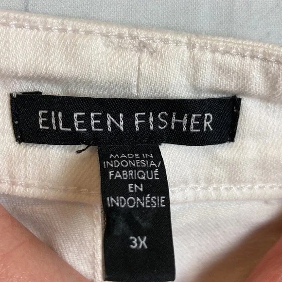 Eileen Fisher White Organic Cotton Jean Ankle Length Frayed Hem 3X Plus Summer - Picture 8 of 16
